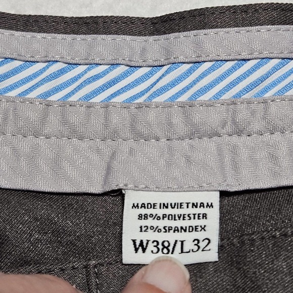 Footjoy Pants Mens Sz‎ 38 Taupe Flat Front Stretch Performance Straight Unhemmed - Picture 9 of 11